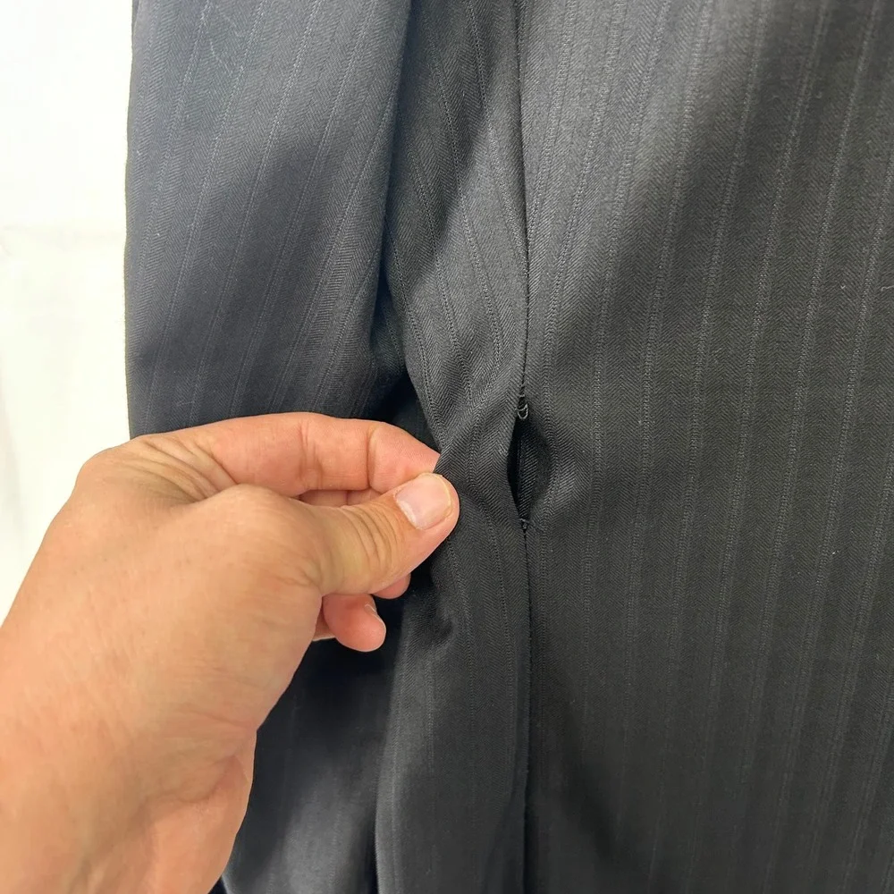 Daniel Cremieux Blazer Mens 40L Black Pinstripe Loro Piana Super 160s Wool *